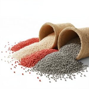 Bulk NPK fertilizer granules in sacks for agricultural use, wholesale, and export