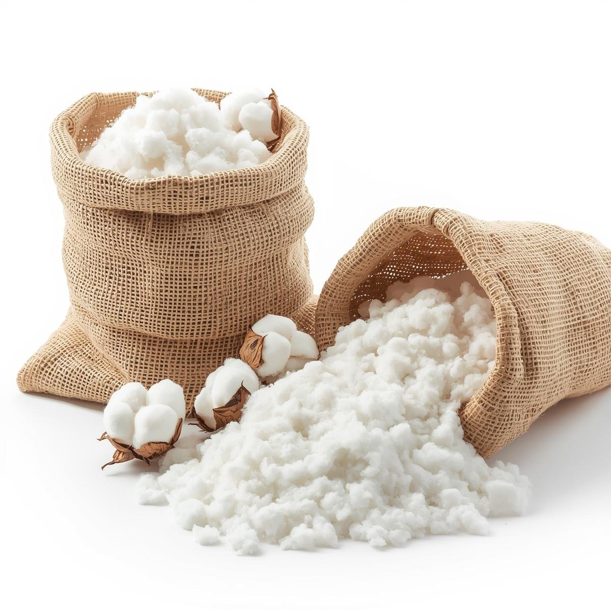 Bulk raw cotton lint in open sacks for wholesale and industrial export supply