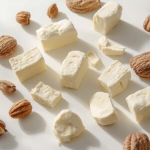 Bulk raw shea butter blocks and chunks with shea nuts, natural and pure, wholesale and export