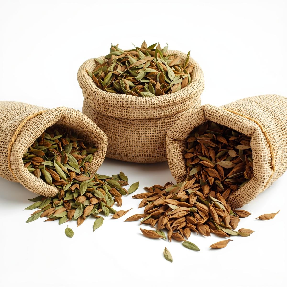 Bulk dried senna leaves in open sacks for wholesale and export supply